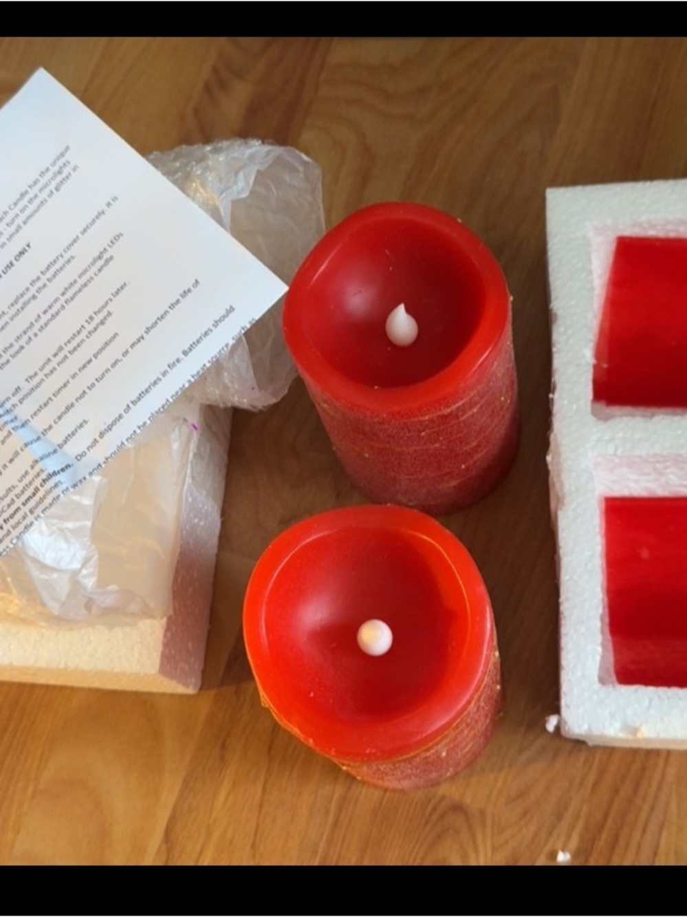 Set of 2 White Glitter Swirl Flameless Candles - Picture 2 of 2